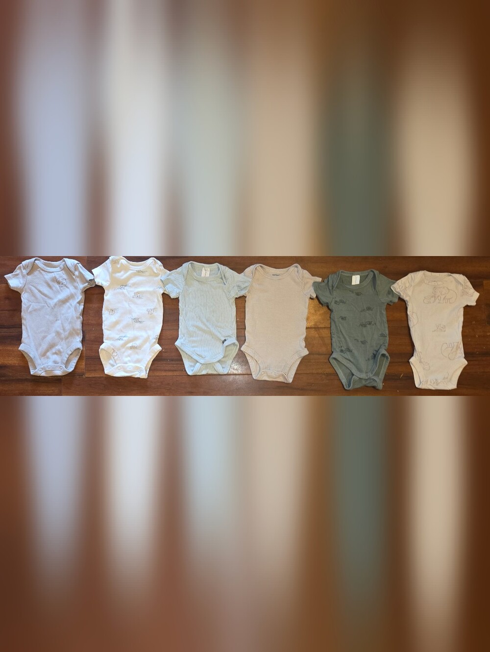EUC (6) Piece Baby One-Piece Bodysuits With Snap In Crotch Lot Short Sleeve